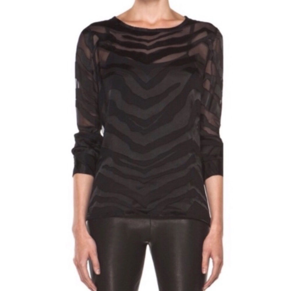 EQUIPMENT Sheer Burnout zebra AnimalPrint blouse